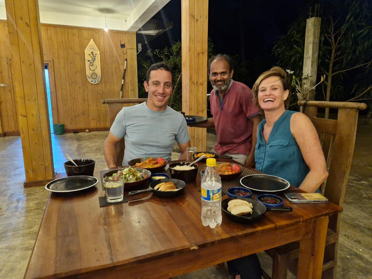 Couple Host Curry Dinner Wooden