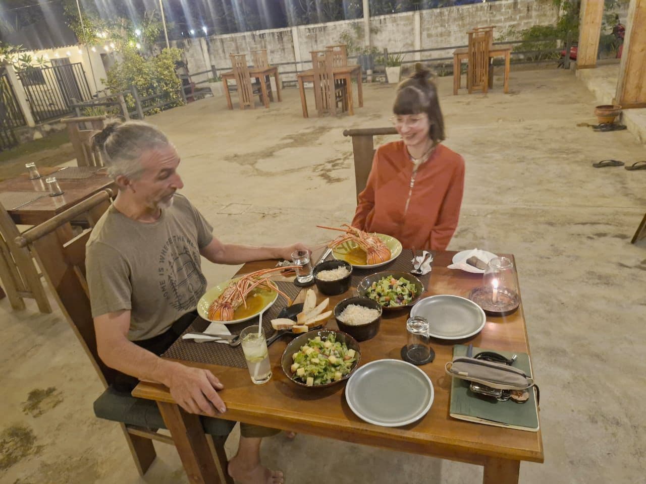Couple Lobster Curry Outdoor Night