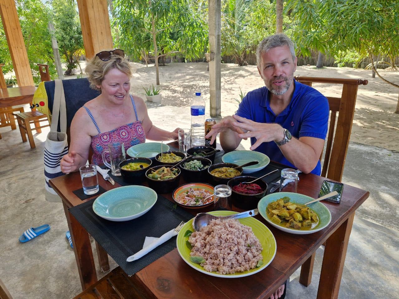 Couple Outdoor Rice Curry Lunch