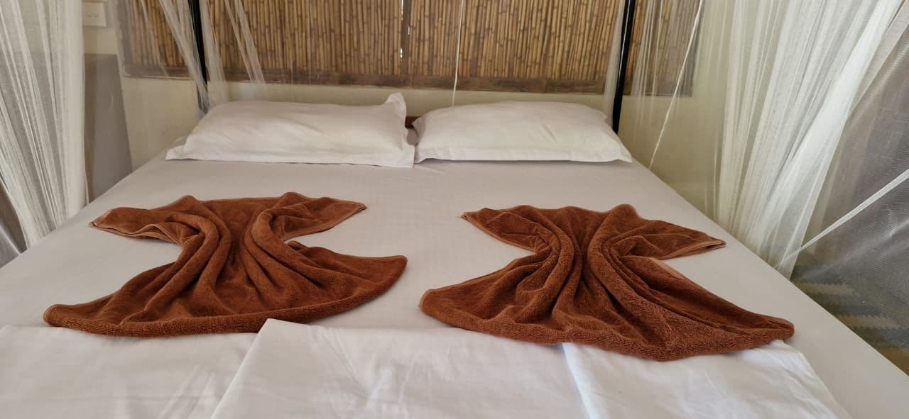 Double Bed Brown Towels Butterfly Bamboo