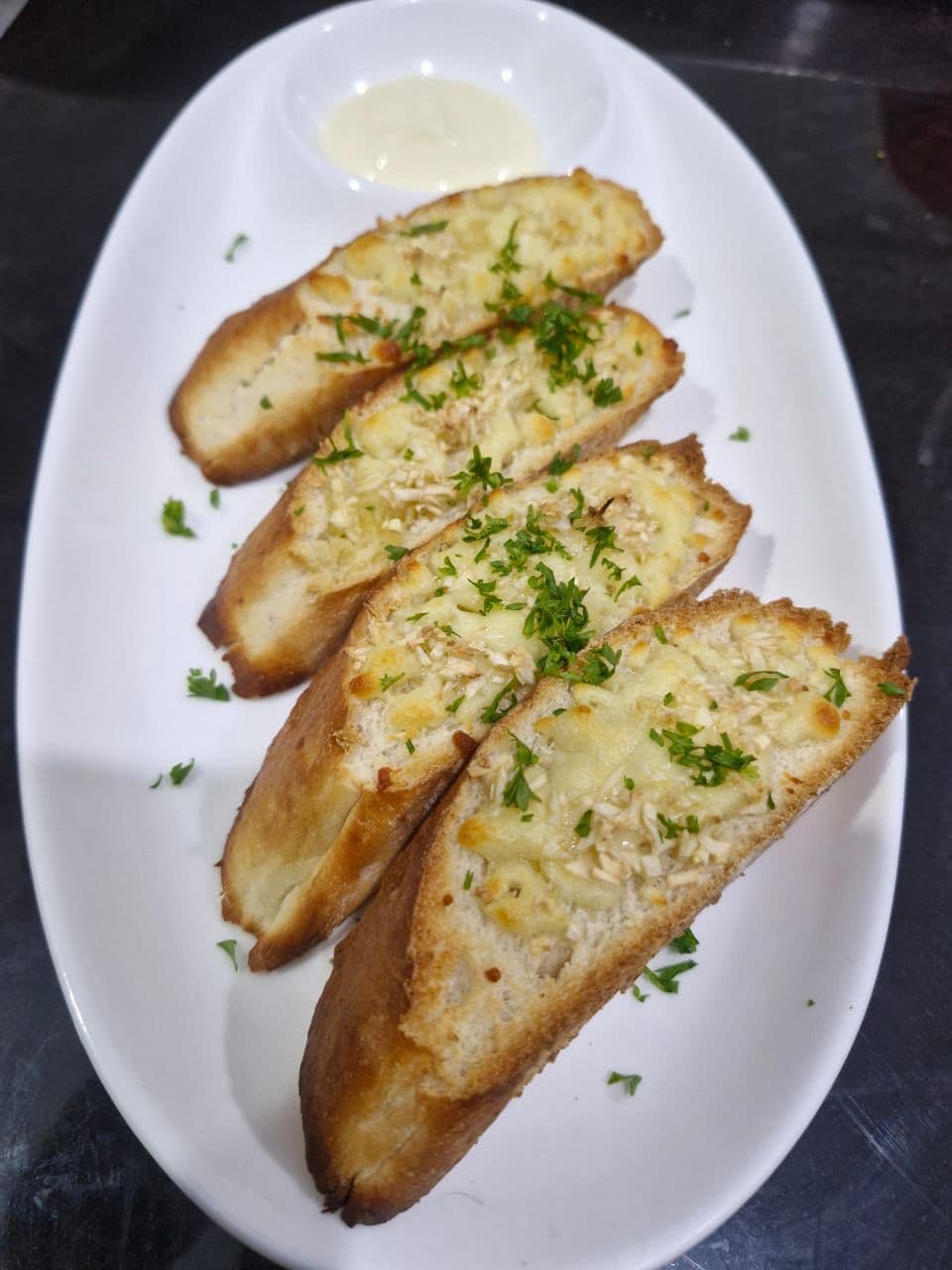 Garlic Cheese Bread White Plate
