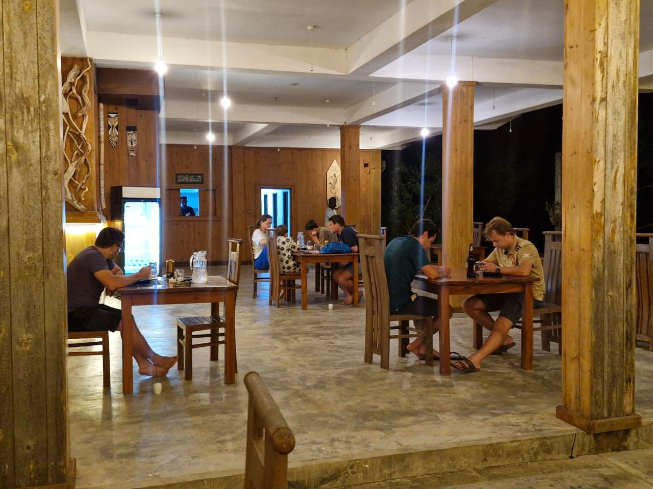 Guests Wooden Paneled Restaurant Night