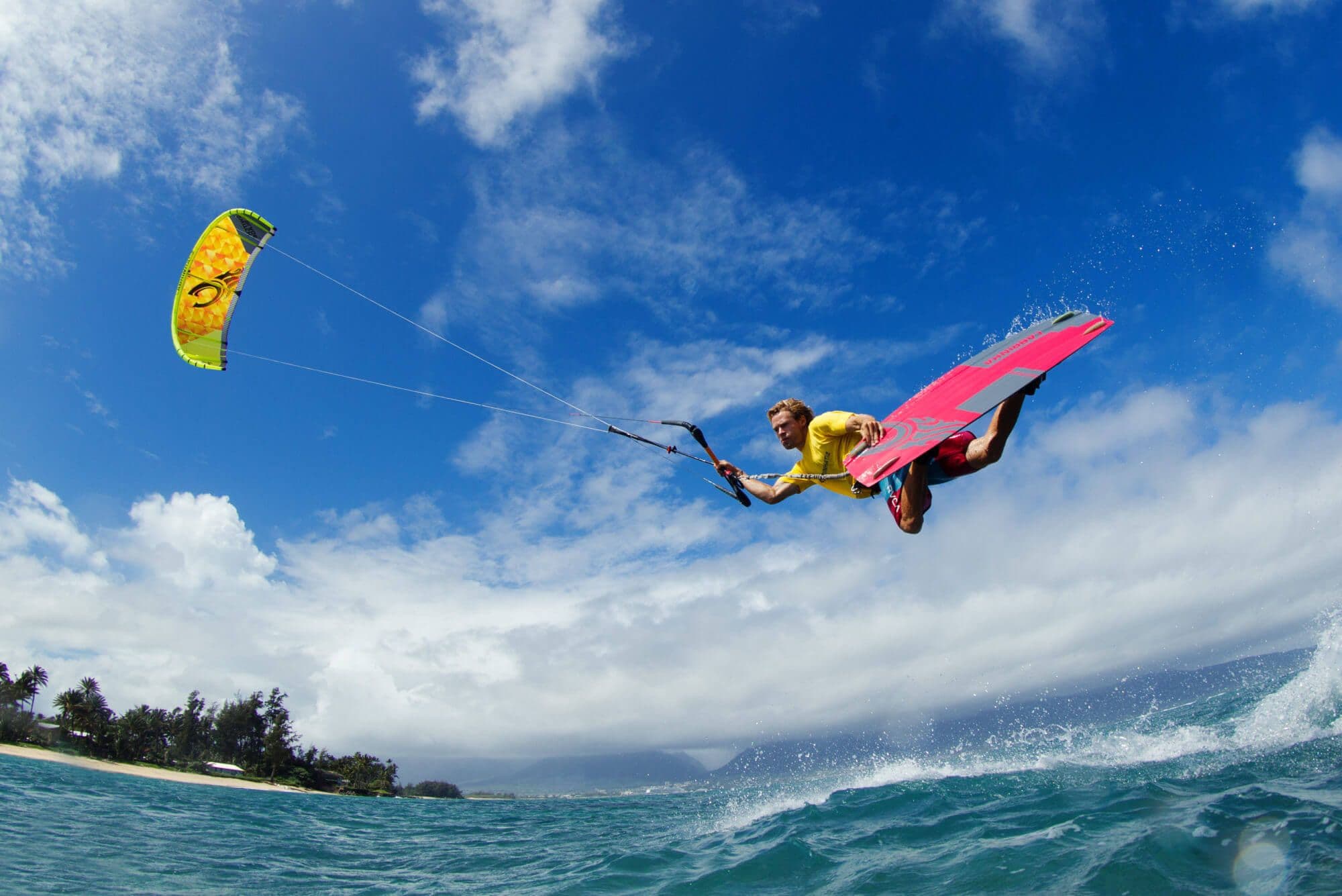 Kitesurfer riding the wind off Kalpitiya beach