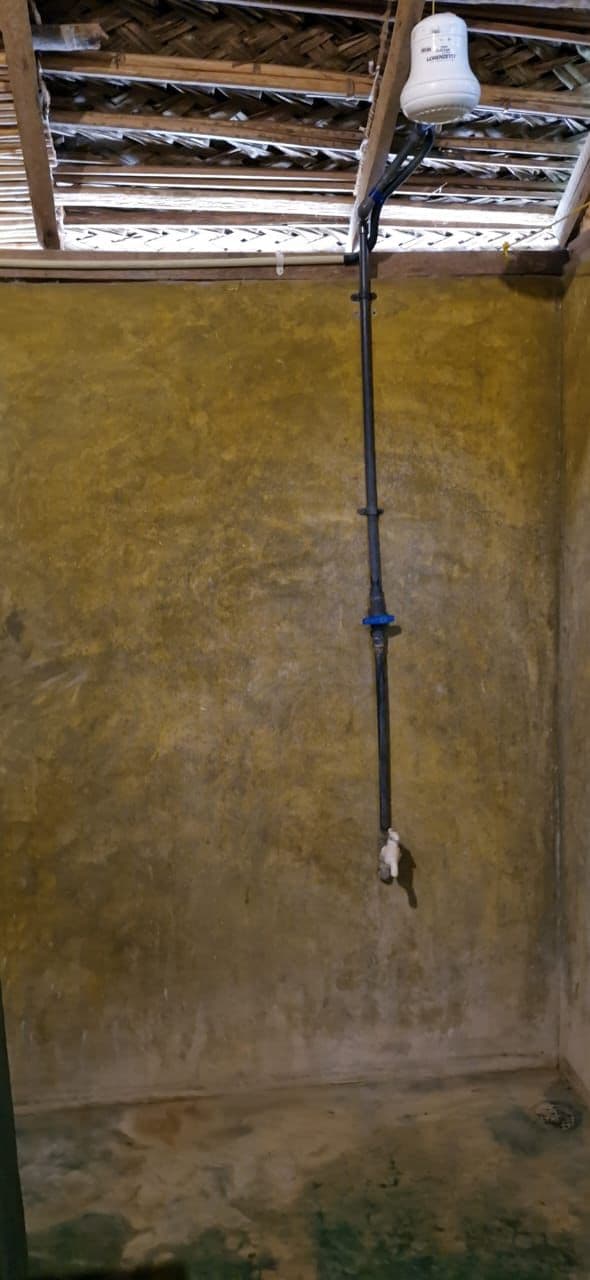 Outdoor Shower Pipe Yellow Wall