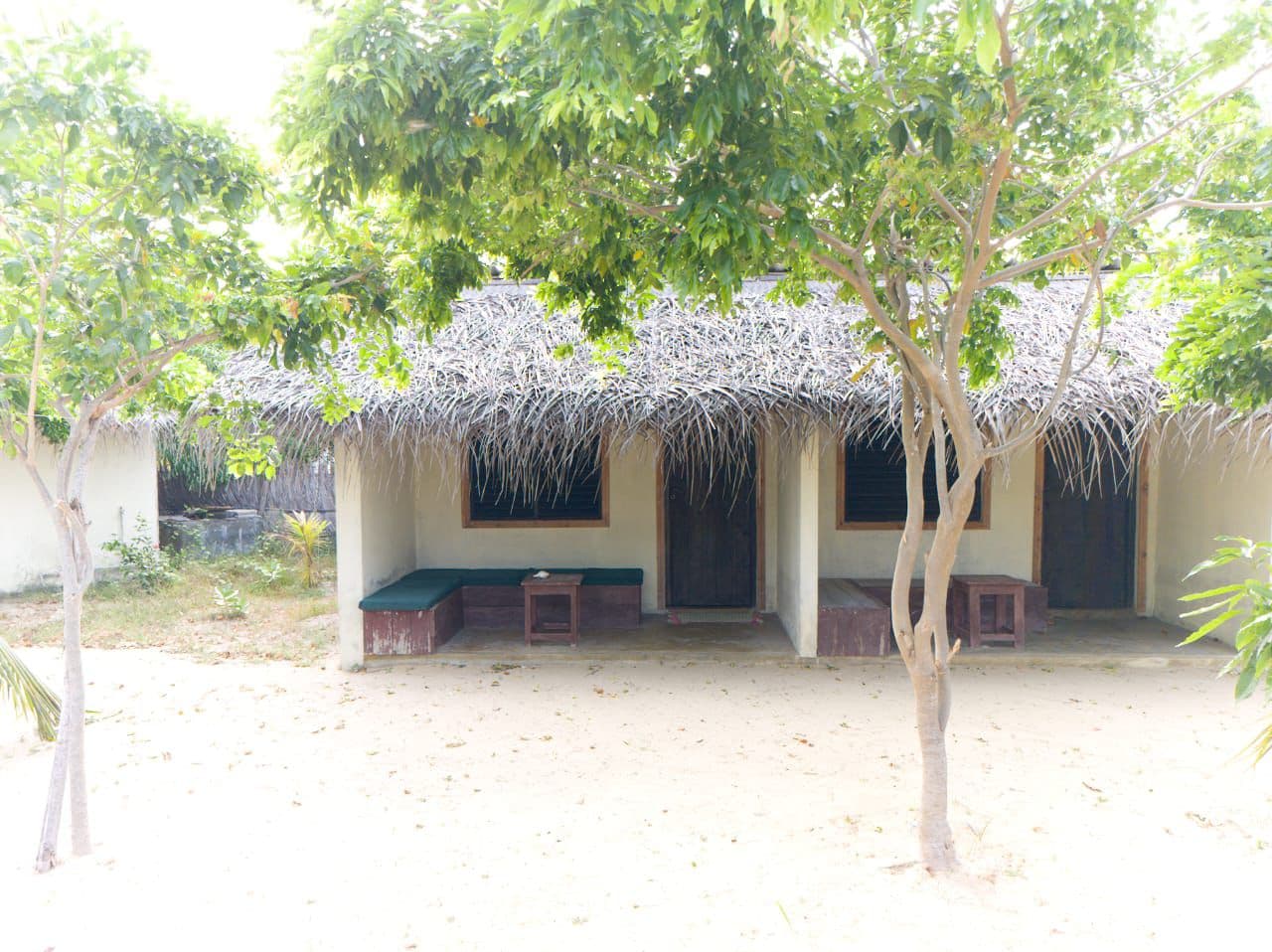 Thatched Bungalow Tree Framed Sandy