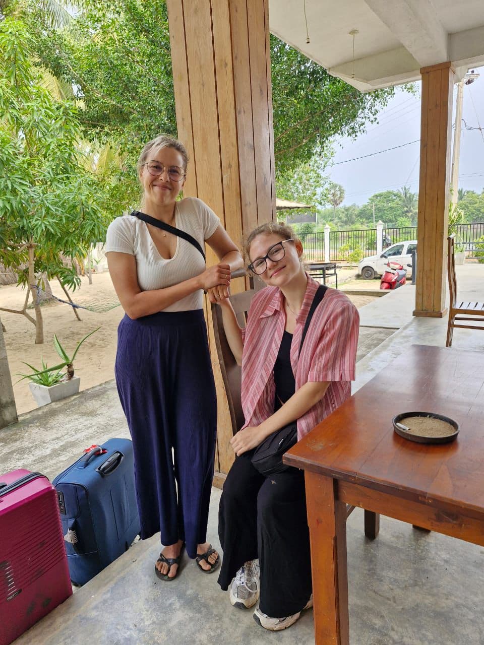 Two Women Luggage Restaurant Terrace